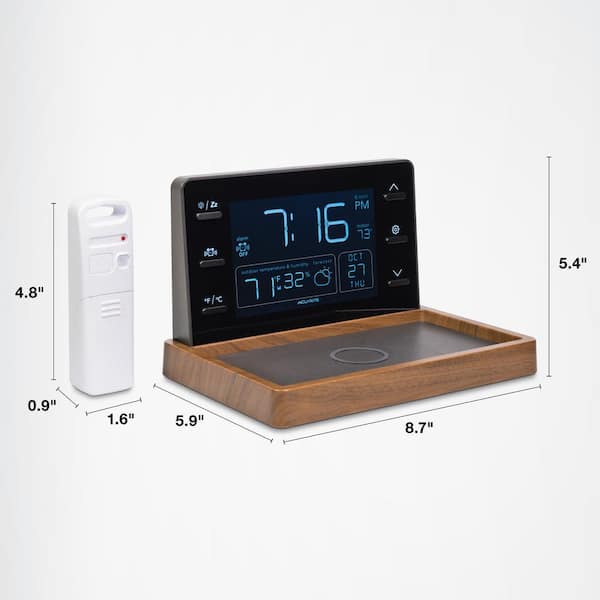 Acurite Weather Station Valet with Qi-Certified Wireless Charging Pad and Alarm Clock