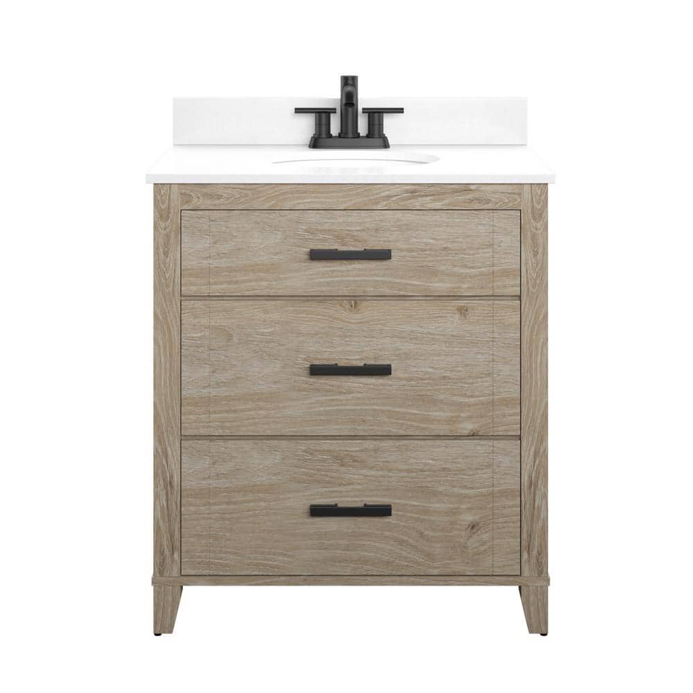 Farmdale 30 in. W x 20 in. D x 37.9 in. H Bath Vanity in Natural Oak with Stone Top price history on PriceWatchPro