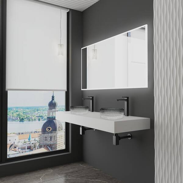 castellousa 60 in. Wall Mounted Bathroom Countertop Shelf in White ...