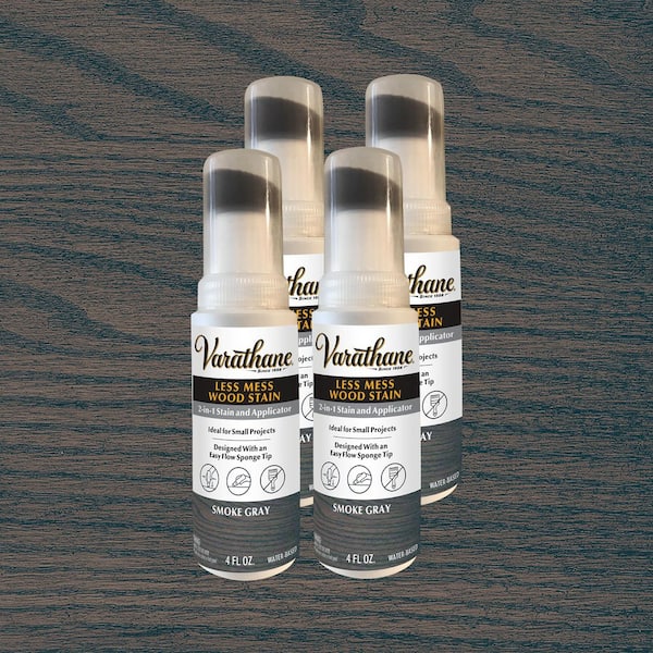 4 Ounce Less Mess Smoke Gray Wood Stain and Applicator Patching and Repair Product (4 Pack)