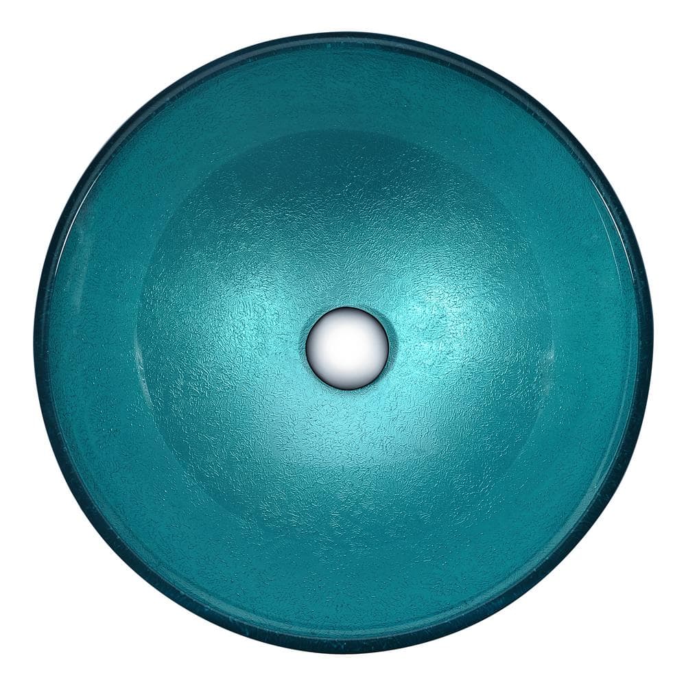 Coral Blue Tempered Glass Round Vessel Sink
