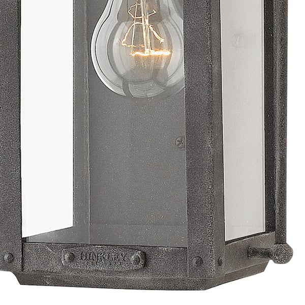 HINKLEY - Anchorage 1-Light Aged Zinc Black Hardwired Outdoor Wall Lantern Sconce