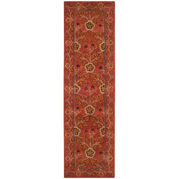 SAFAVIEH Heritage Red/Multi 2 ft. x 12 ft. Antique Floral Border Runner Rug