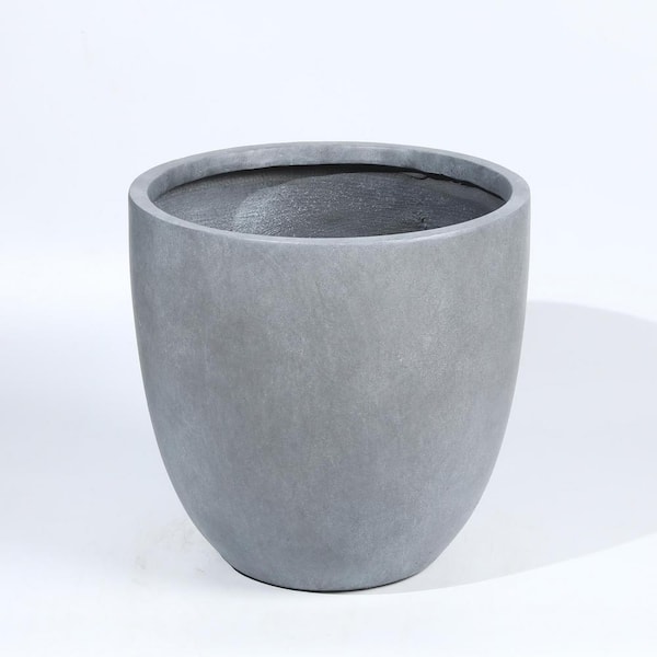 LuxenHome 9.2 in. H Round Tapered Light Gray MgO Composite Planter Pot