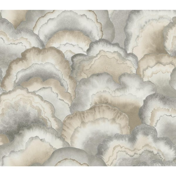 Grey Abalone Fans Smokey Peel and Stick Wallpaper