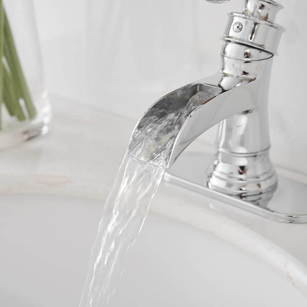 Polished Chrome Single-Handle Waterfall Bathroom Faucet