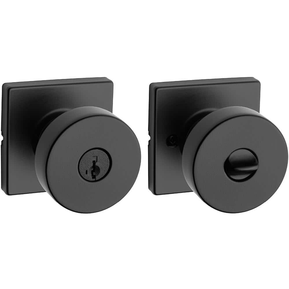 Matte Black Modern Metal Keyed Entry Door Knob