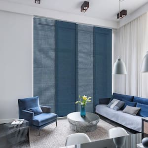 Meteor Sheer Adjustable Sliding Hanging Room Divider with 23 in. Slats Up to 86 in. W x 96 in. L