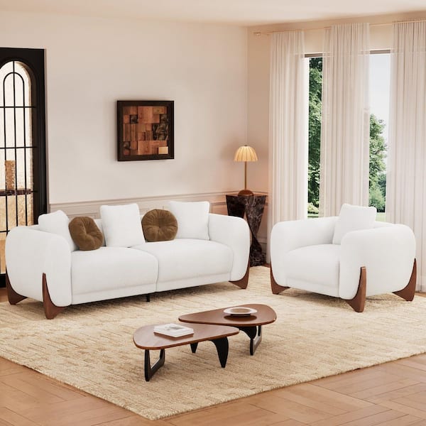 Morden Fort Cloud-Soft Cream White Sherpa Boucle Fabric Accent