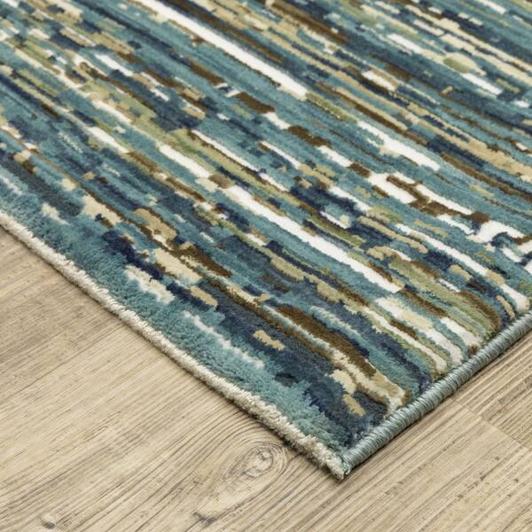 2 X 6 Blue, Green, Ivory Oriental Washable Area Rug Runner Rug