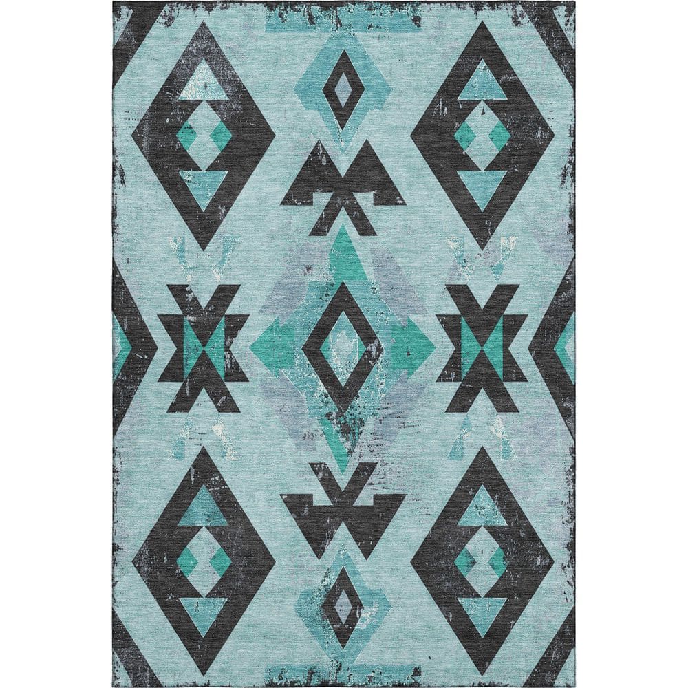 Mayfield Premium Machine Washable Abstract AMF1882 Teal 10 ft. x 14 ft. Area Rug price history on PriceWatchPro