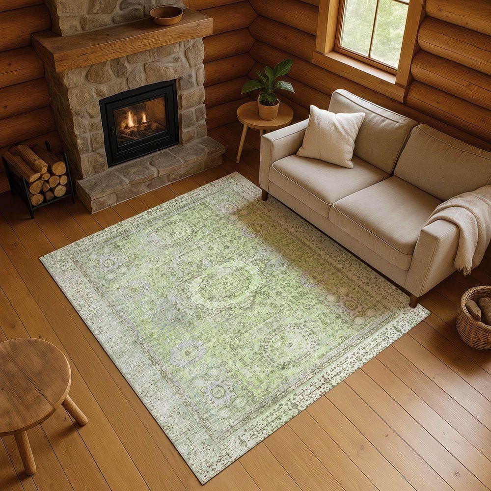 Mayfield Premium Machine Washable Abstract AMF1740 Aloe 8 ft. x 10 ft. Area Rug price history on PriceWatchPro