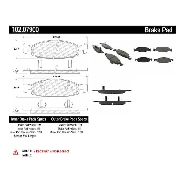 Centric Parts Disc Brake Pad Set 1999-2002 Jeep Grand Cherokee 4.0L 4.7L