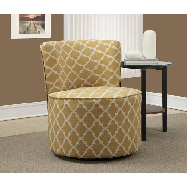 Monarch Specialties Gold Fabric Swivel Accent Chair