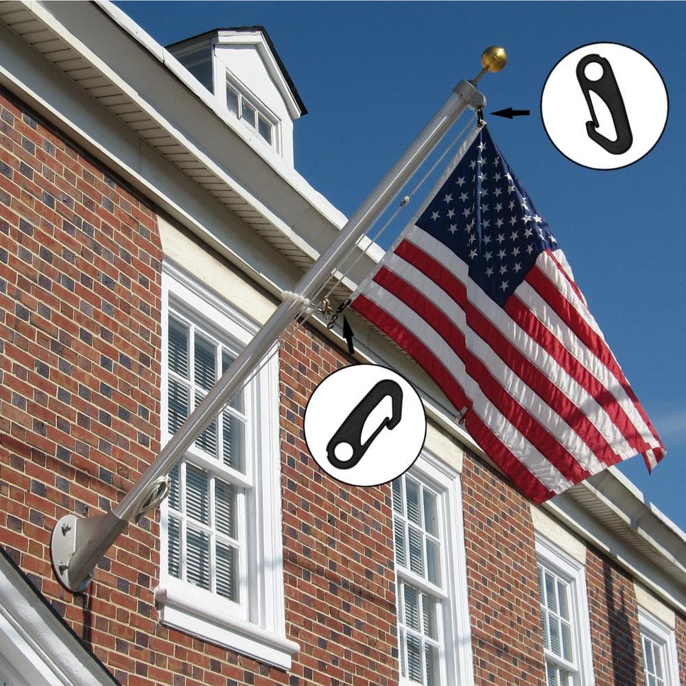 Heavy Duty Black Nylon Flagpole Snap Hook Clips, 4-Pack