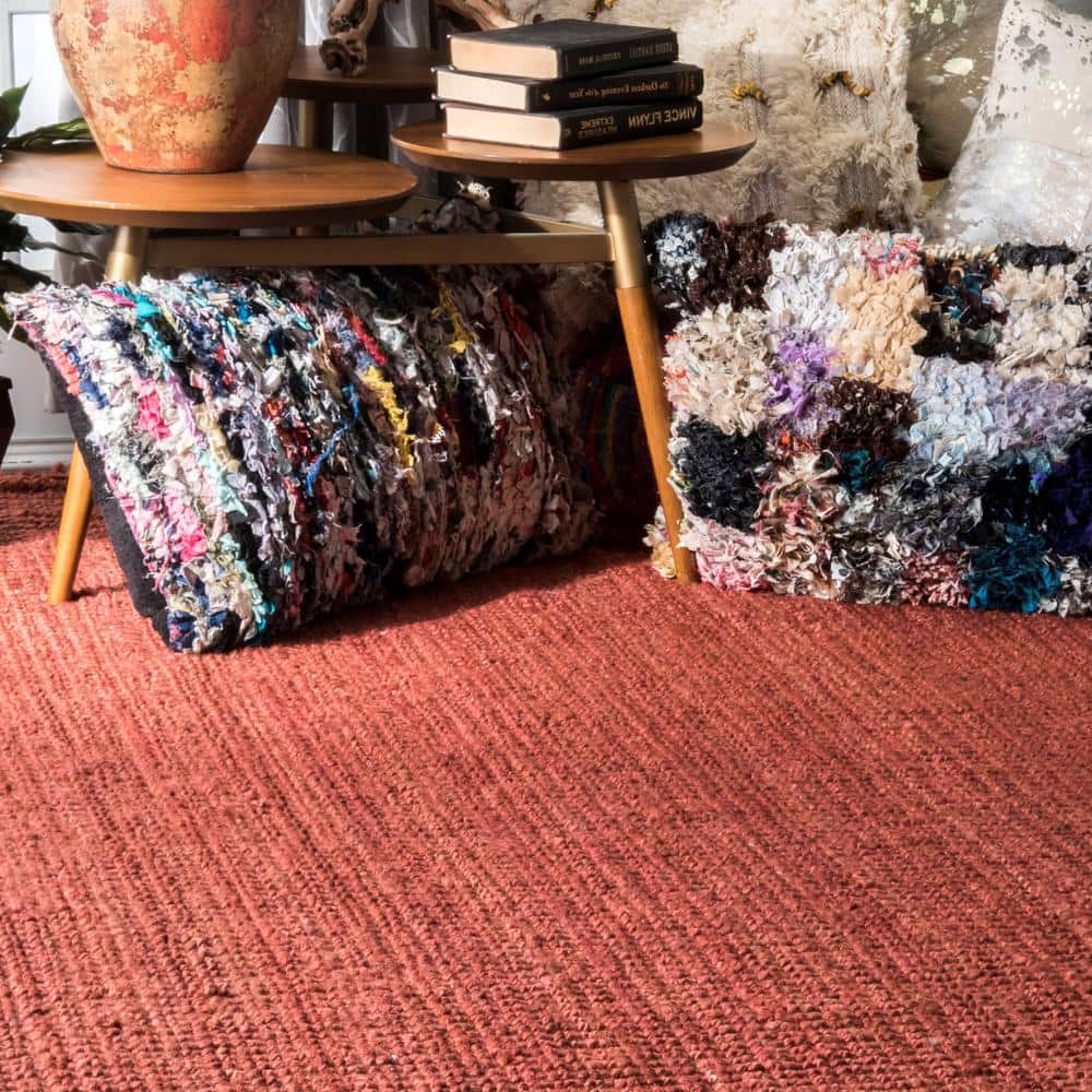 Terracotta Braided Jute 4' x 6' Handmade Area Rug