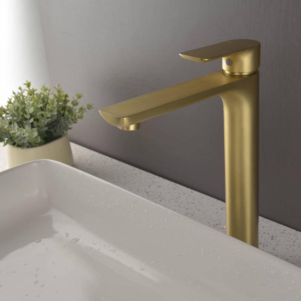 Brushed Gold Single Handle Vessel Sink Faucet