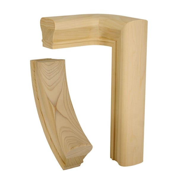 EVERMARK Stair Parts 7071 Unfinished Poplar Left-Hand 2-Rise Quarter Turn Handrail Fitting