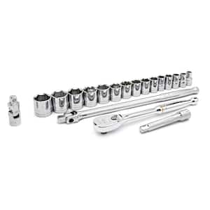 1/2 in. Drive 6-Point Standard SAE Ratchet and Socket Tool Set (19-Piece)