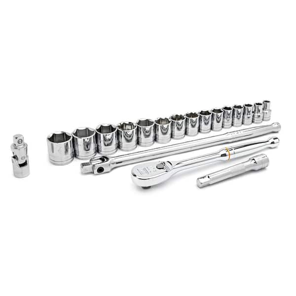 GEARWRENCH 1/2 in. Drive 6-Point Standard SAE Ratchet and Socket Tool Set (19-Piece)