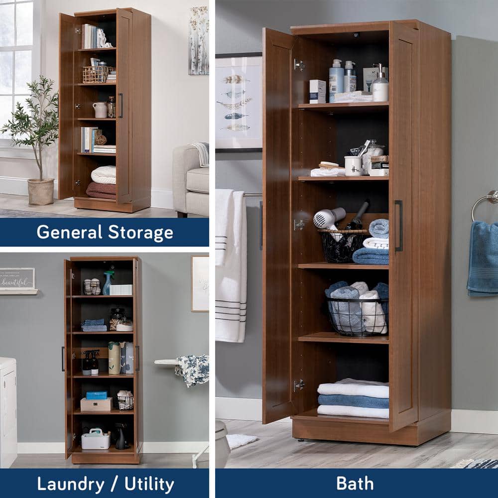 Sienna Oak Tall Engineered Wood Storage Cabinet