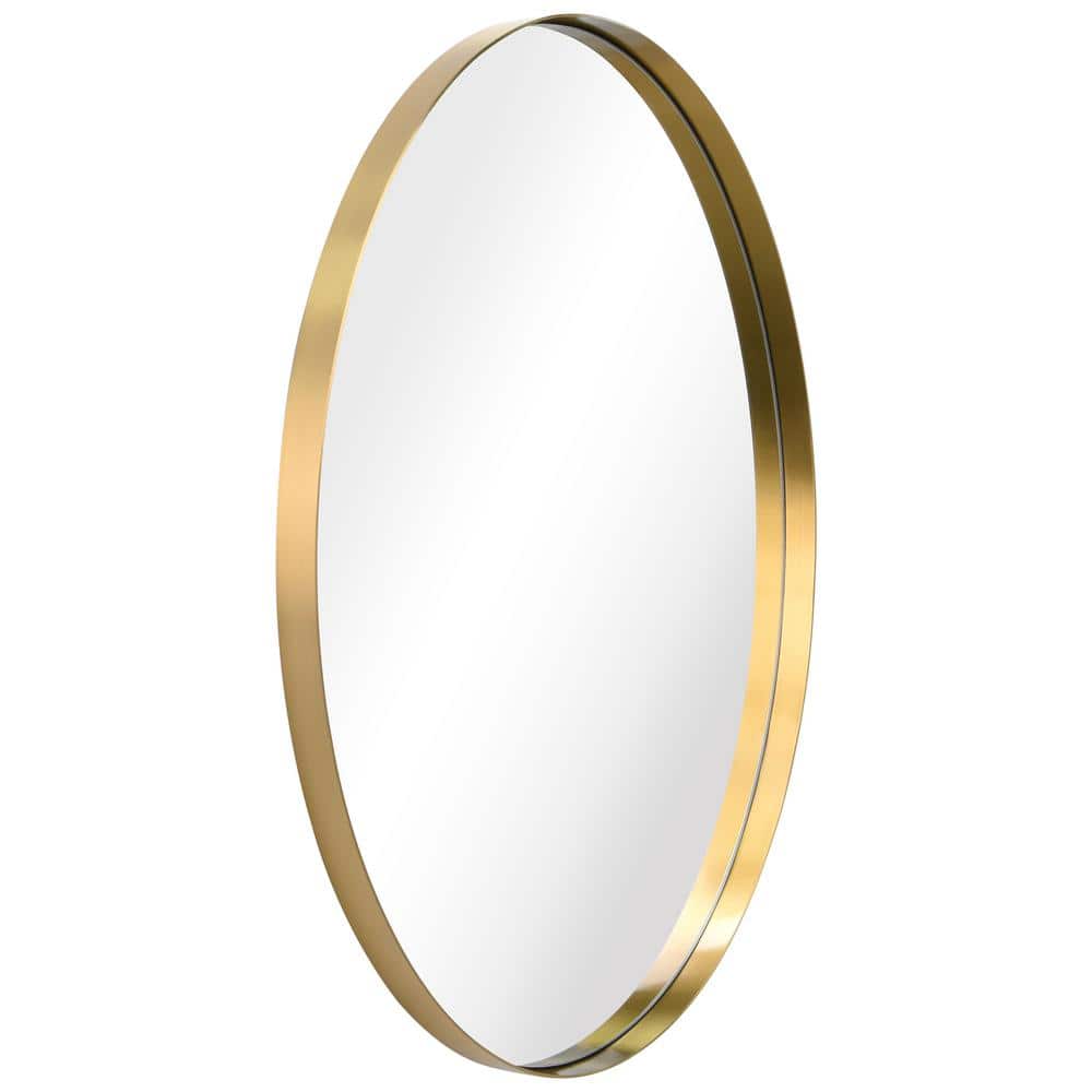 Brushed Gold Oval Wall Mirror with Silver Glass, 24" x 36"