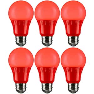 22-Watt Equivalent A19 LED Red Light Bulbs Medium E26 Base in Red (6-Pack)