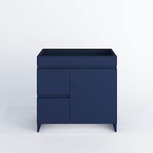 Mace 36 in. W x 20 in. D x 35 in. H Single-Sink Bath Vanity Cabinet without Top in Navy Blue and Left-Side Drawers