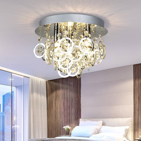 Sonoma 11.02 in. 3-Light Chrome Plated Crystal Flush Mount