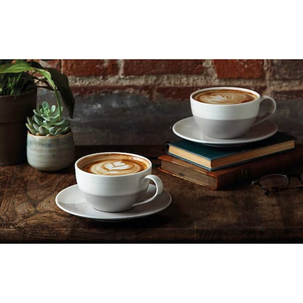 Royal Doulton Coffee Studio 15 oz. Grey and White Porcelain Latte Cup and  Saucer Set 40032912 - The Home Depot