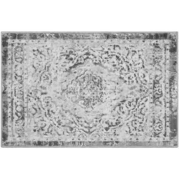 Garvee Vintage Medallion in Gray 2 ft. x 3 ft. Indoor Area Rug with Non-Slip Back