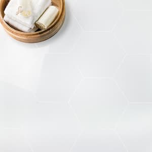 Lucid Nanoglass White 10.3 in. x 12 in. Polished Porcelain Floor and Wall Tile (6.45 Sq. Ft./Case)