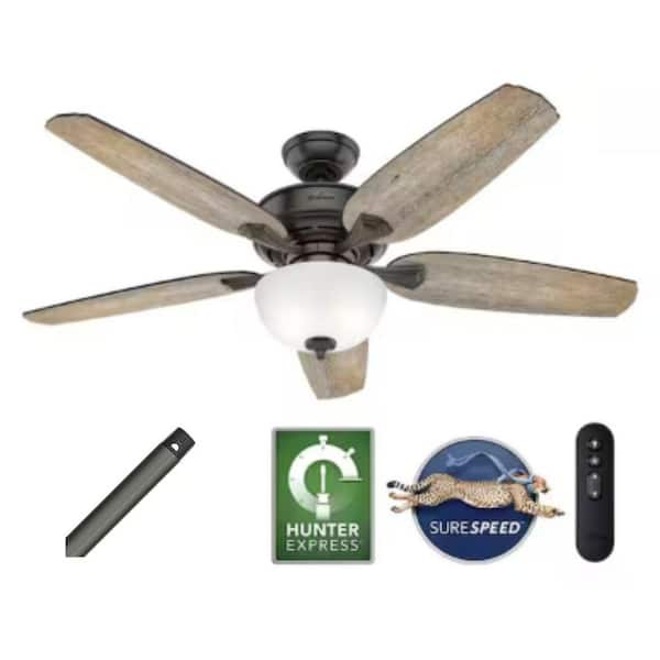 Channing 54 in. Noble Bronze Ceiling Fan with Remote, Light Kit and 12 in. Extension Downrod Combo