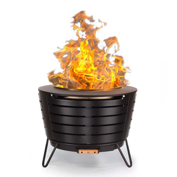 Photo 1 of 25 in. Black Metal Patio Fire Pit --- Box Packaging Damaged, Item is New