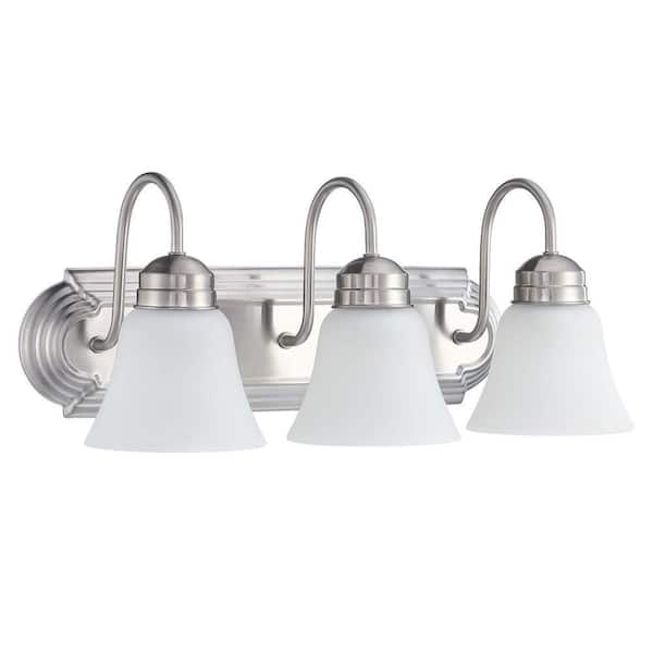 Avex 3-Light Brushed Nickel Wall Sconce with Frosted Glass Shade