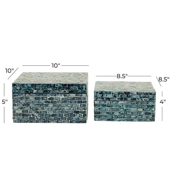 Rectangle Wood Handmade Box with Hinged Lid (Set of 2)