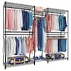 Black Metal Garment Clothes Rack with Shelves 74.8 in. W x 76.8 in. H ...