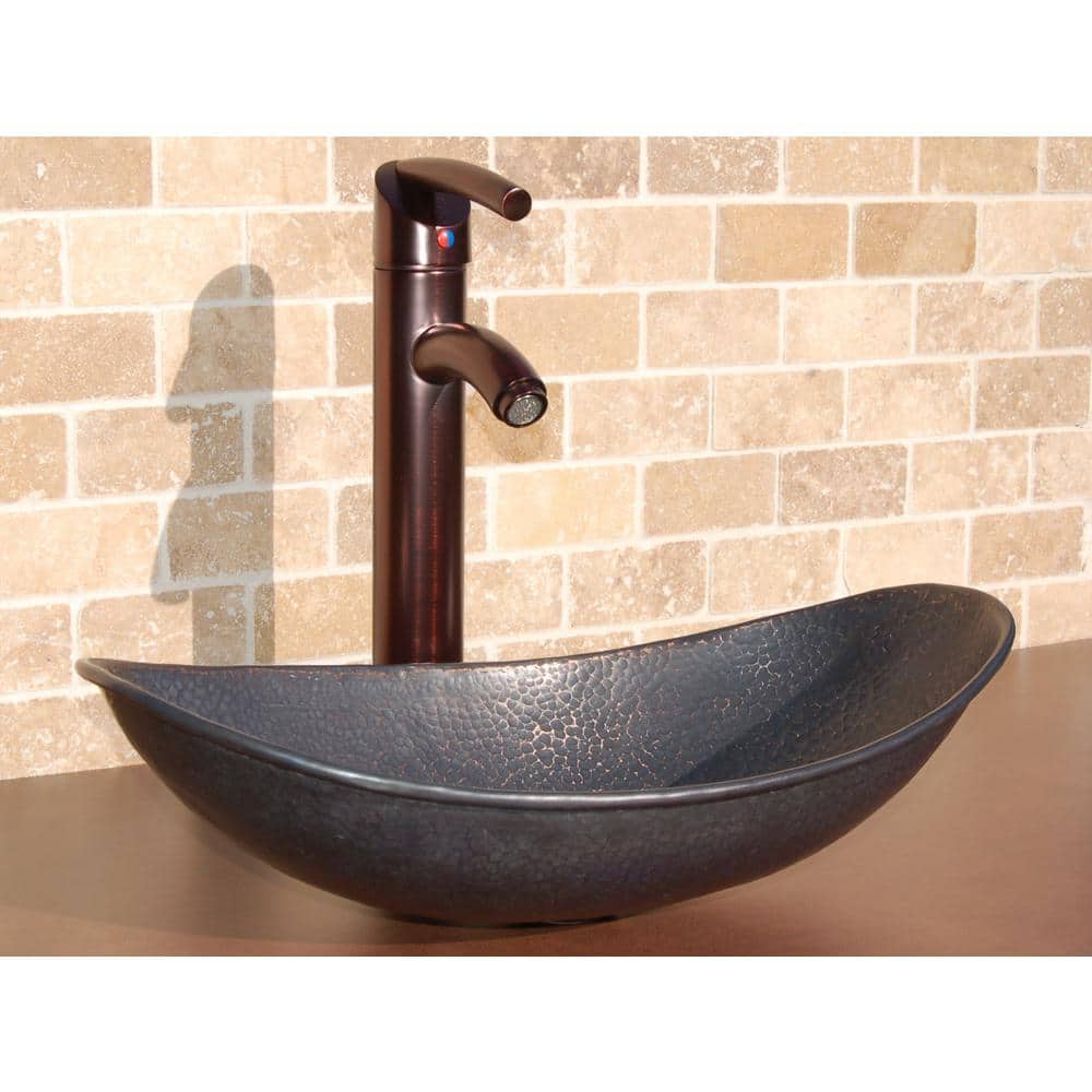 Antique Dark Copper Canoe Shaped Vessel Sink