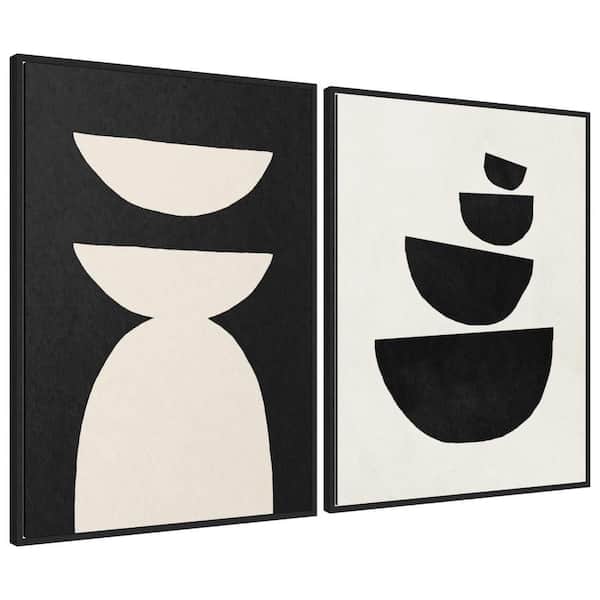 2-Piece Sylvie "White Geometric Abstract" by July Art Prints Abstract Framed Art Print Set 38 in. x 28 in.