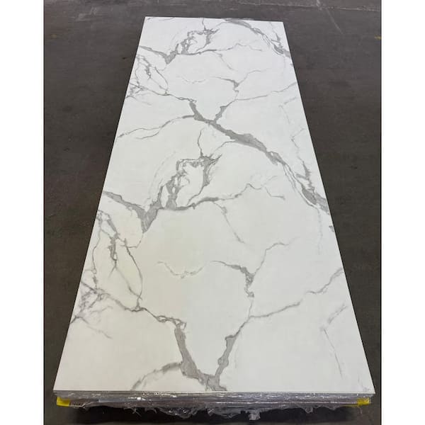 Falkirk Irvine II, 1/8 in. x 2 ft. x 4 ft. White Matte SPC Decorative Wall Paneling, Faux Marble, 4-Pack