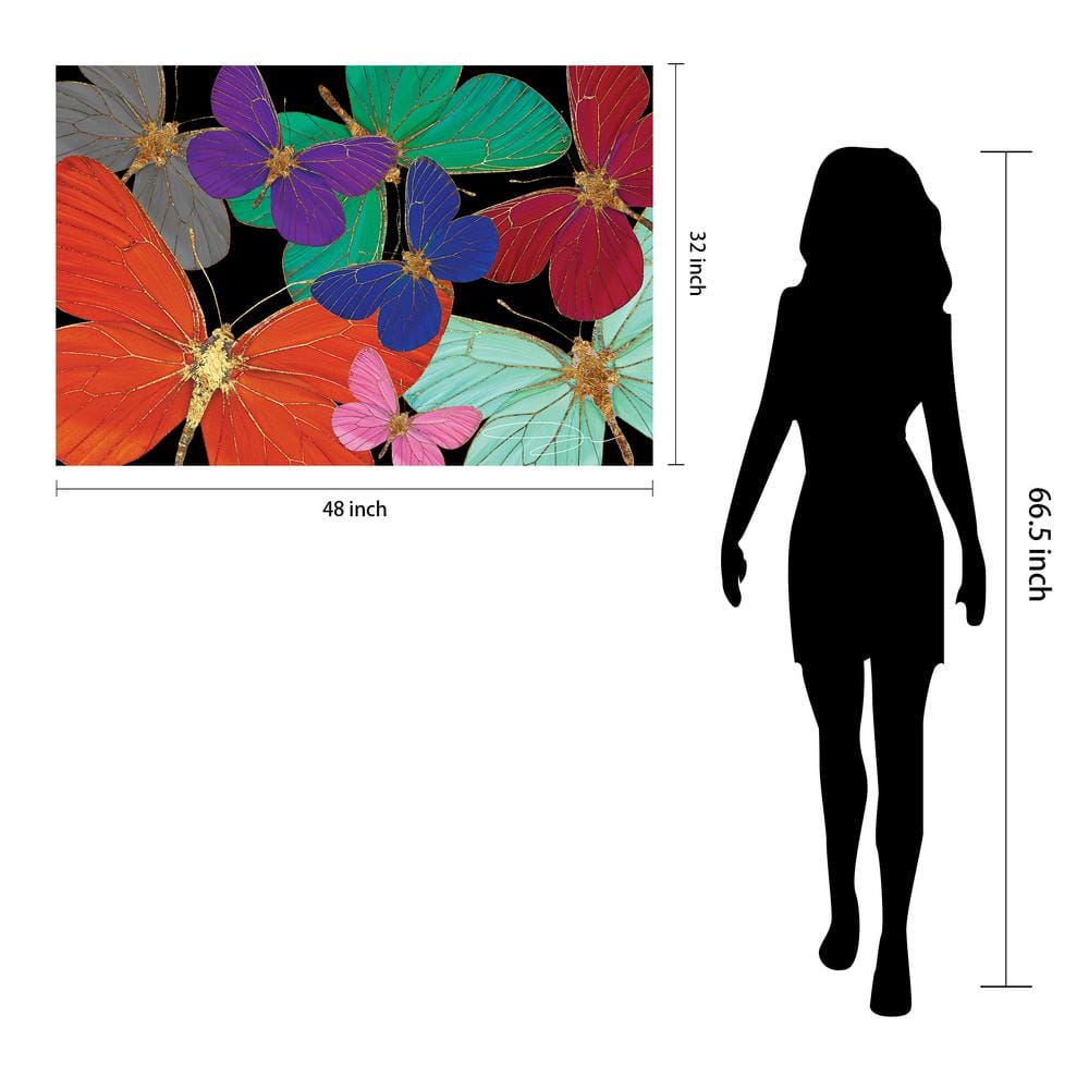 Colorful Butterfly World Tempered Glass Art Print, 32" x 48"