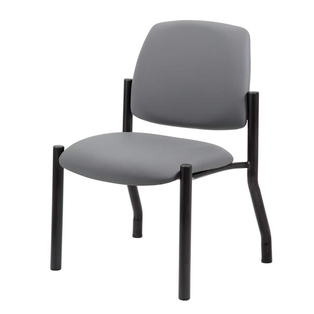 Gray Armless Vinyl and Metal Guest Chair