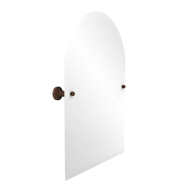 Allied Brass Dottingham Collection 21 in. x 29 in. Frameless Arched Top Single Tilt Mirror with Beveled Edge in Antique Bronze