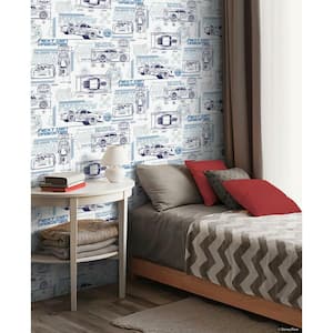 Disney and Pixar Cars Blue Schematic Peel and Stick Wallpaper (Covers 28.18 sq. ft.)