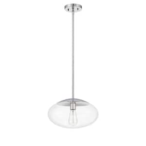 Gaze 60-Watt 1-Light Chrome Finish Dining/Kitchen Island 14 in. Pendant w/ Clear Glass Shade No Bulbs Included