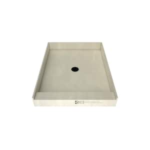 Redi Base 37 in. L x 48 in. W Single Threshold Alcove Shower Pan Base with Center Drain and Matte Black Drain Plate