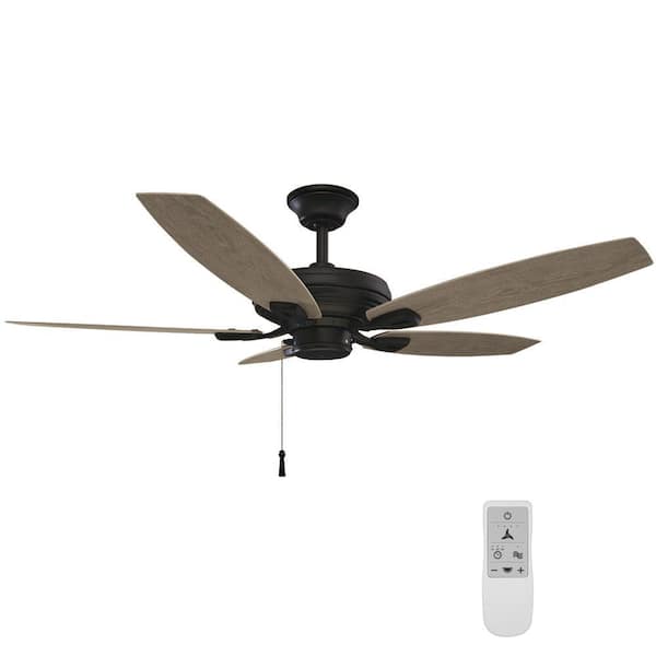 Hampton Bay North Pond 52 in. Matte Black Wi-Fi Enabled Smart Ceiling Fan with Remote Control Works with Google Assistant and Alexa