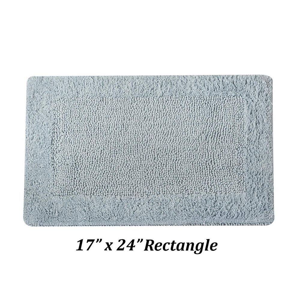 Better Trends Edge 17 in. x 24 in. Blue 100% Cotton Rectangle Bath Rug ...