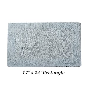Edge 17 in. x 24 in. Blue 100% Cotton Rectangle Bath Rug