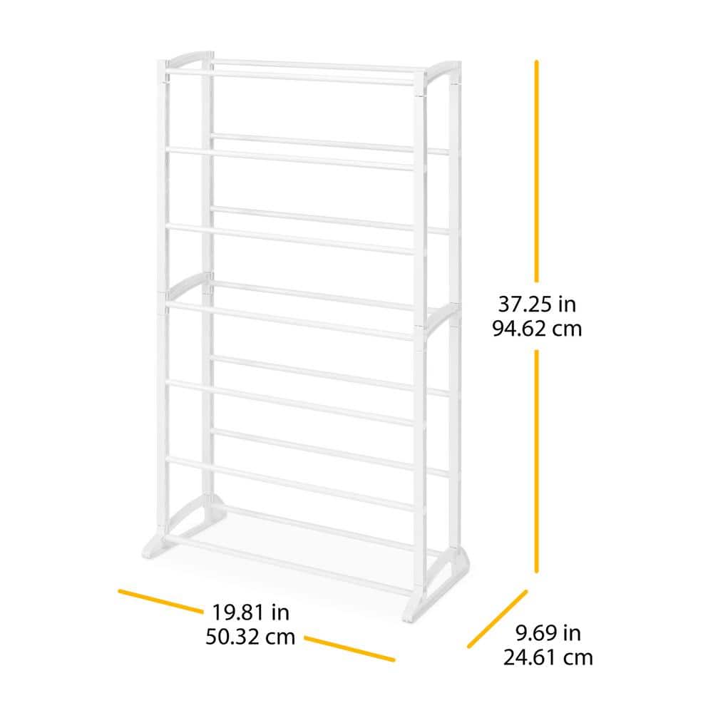 Whitmor 21-Pair White Metal and Plastic Shoe Rack